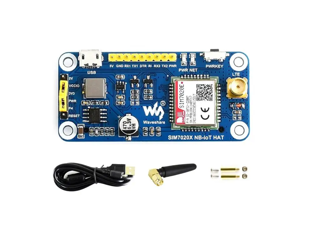 

Waveshare NB-IoT HAT for Raspberry Pi Based on SIM7020E B1/B3/B5/B8/B20/B28 Bands supports LWM2M/COAP/MQTT, etc.