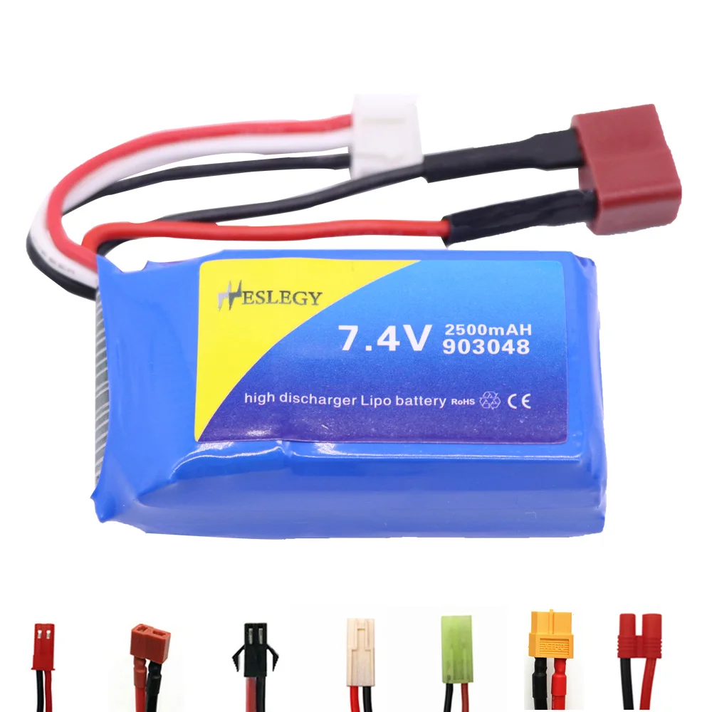 7.4V 2500mAh rechargeable Lipo Battery For WLtoys A959-B A969-B A979-B K929-B RC toys Car Drone boats Spare Parts 903048 Battery