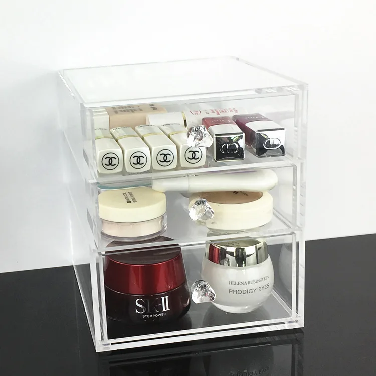 

3Layer Storage Drawer Dustproof Cabinet Cosmetic Skin Care Dressing Table Organizer Lipstick Display Desktop Plastic Storage Box