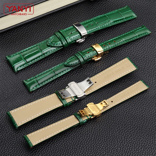 Glossy Green Watch Leather Strap Green Leather Watch Strap 20mm Leather Watchband Aliexpress