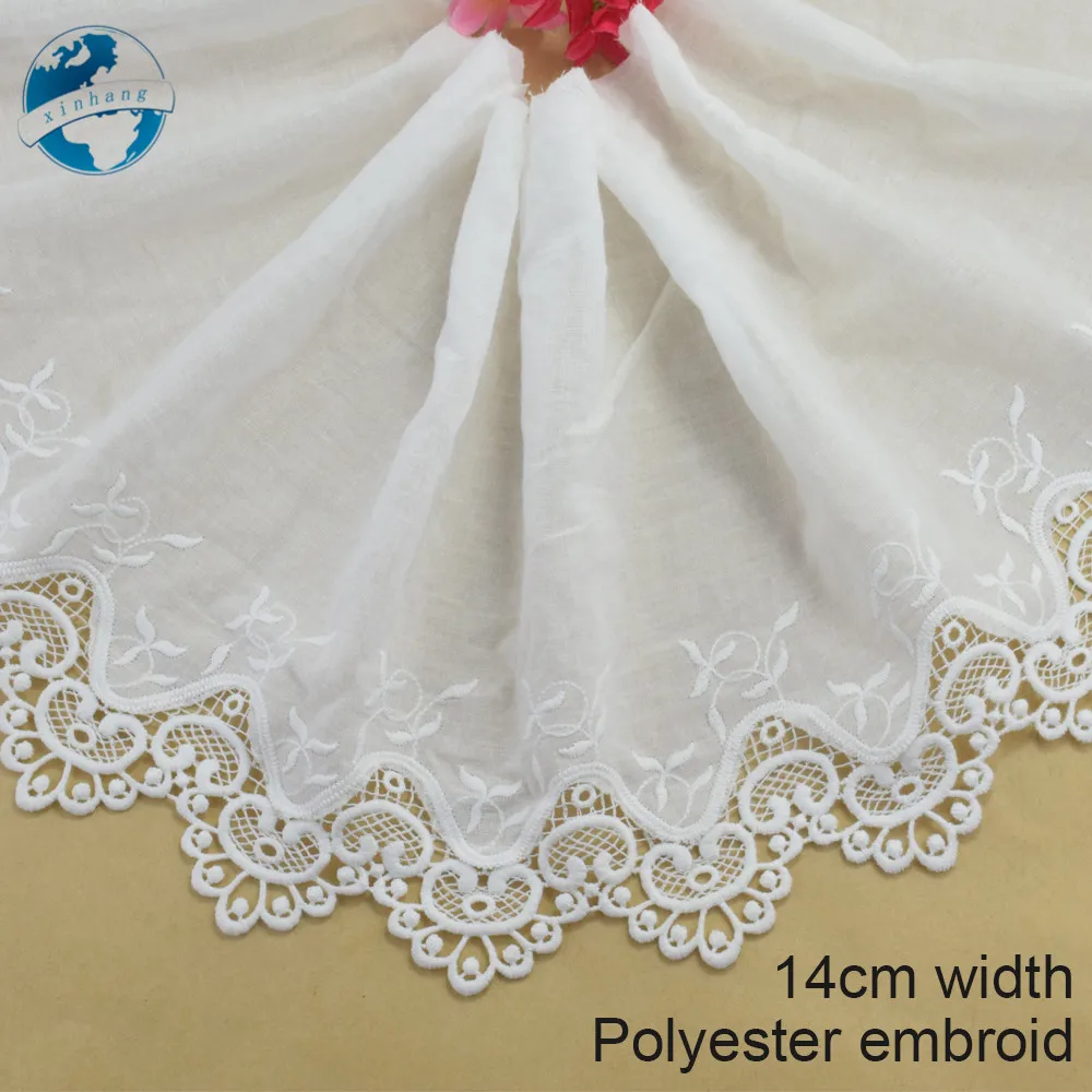 14cm Wide Polyester Embroidery Lace Sewing Ribbon Guipure Trim Wedding Decoration DIY Dolls Colthes Accessories Lace #4167