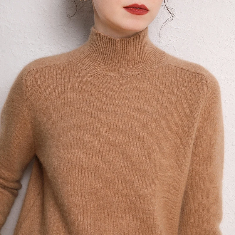 

Hot Sale Women Sweater 100% Pure Cashmere Knitted Pullovers New O-Neck Female Fashion Tops Knitwear Thicked Loose 7Color Jumper