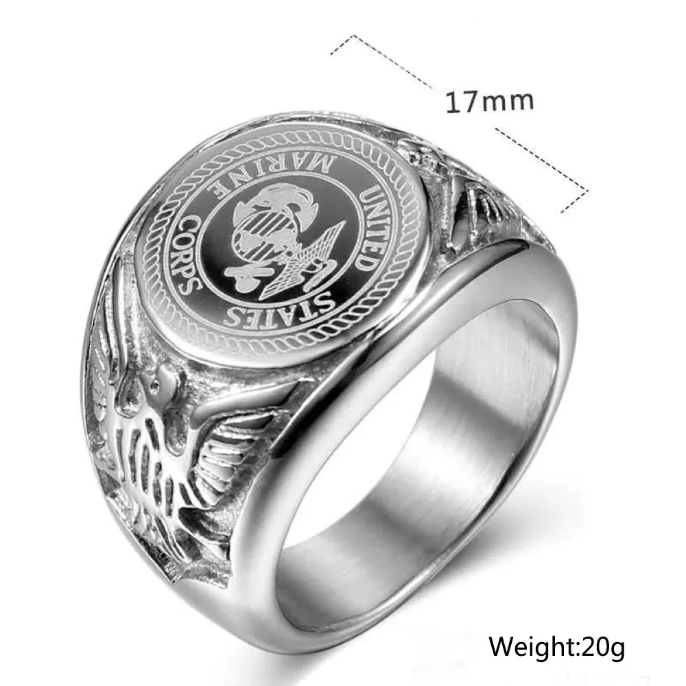 Anillo de acero inoxidable Chapado en plata para hombre, insignia con patrón 3D de águila, resistente al agua, antioxidación, regalo exquisito, joyería para los dedos, tamaño 8-13