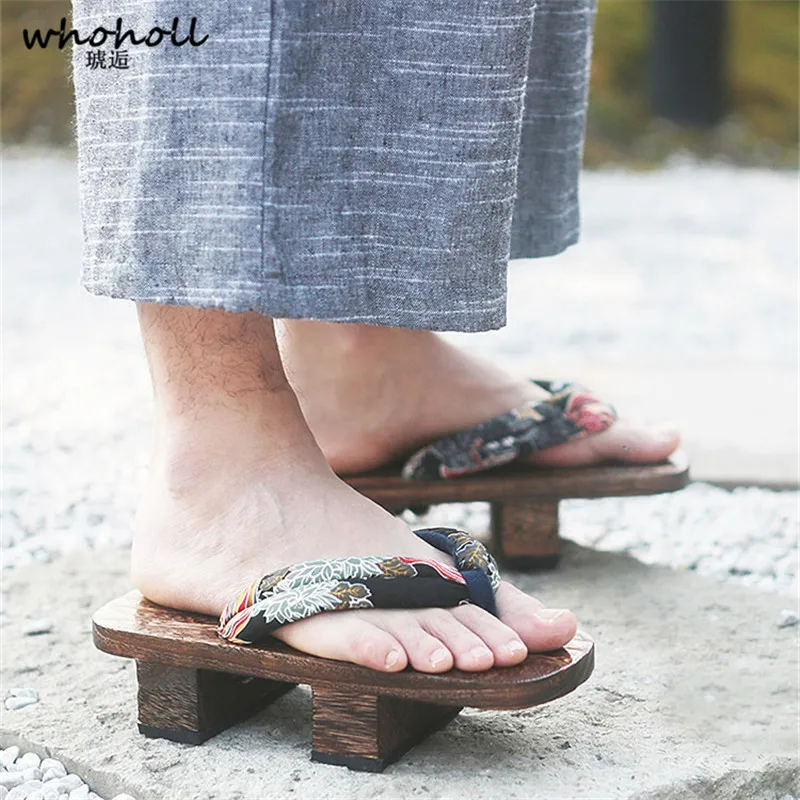 Maat 46 47 Man Flip-Flops Japanse Klompen Houten Geta Twee Tanden Cosplay Kostuum Anime Unisex Sandalen Slippers