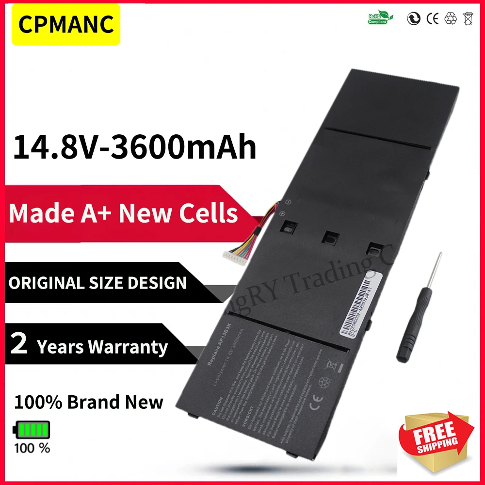 CPMANC Laptop batteria AP13B3K per Acer Aspire V5 R7 V5-573G R7-571 V5-472G V5-473G V5-552G M5-583P AP13B8K