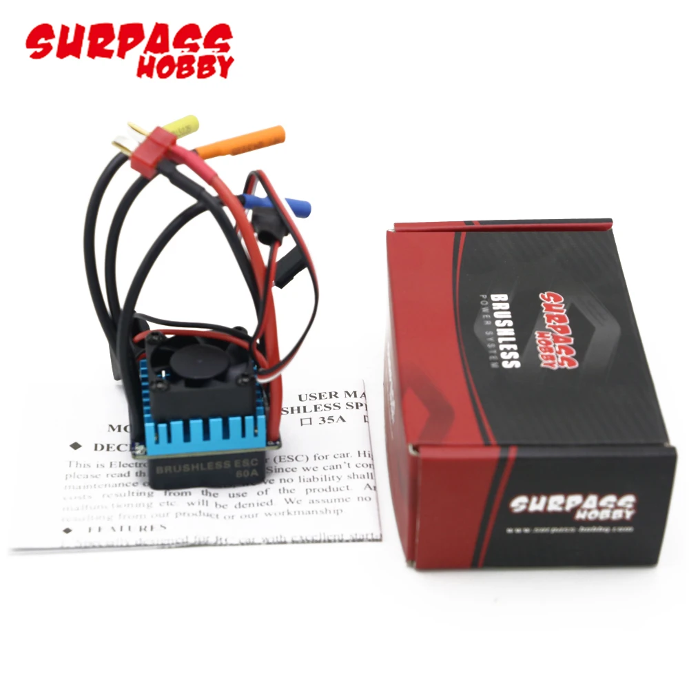 Surpass Hobby 3660 2600KV/3300KV/3800KV Brushless Motor With 60A/80A ESC And LED Program Card For 1/10 RC Car Truck Buggy Toys