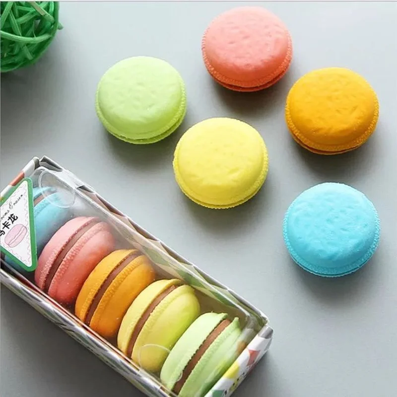 5pcs Macaron Color Erasers Set Cute Filling Cake Rubber Eraser for Pens Kids Gift School A6471