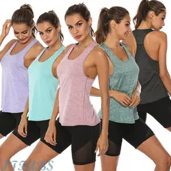 Women Fitness Yoga Shirt Sports Gym Racer Back Running Vest Jogging Yoga Tank Top 5 Colors Female Yoga Shirts Workout Wear