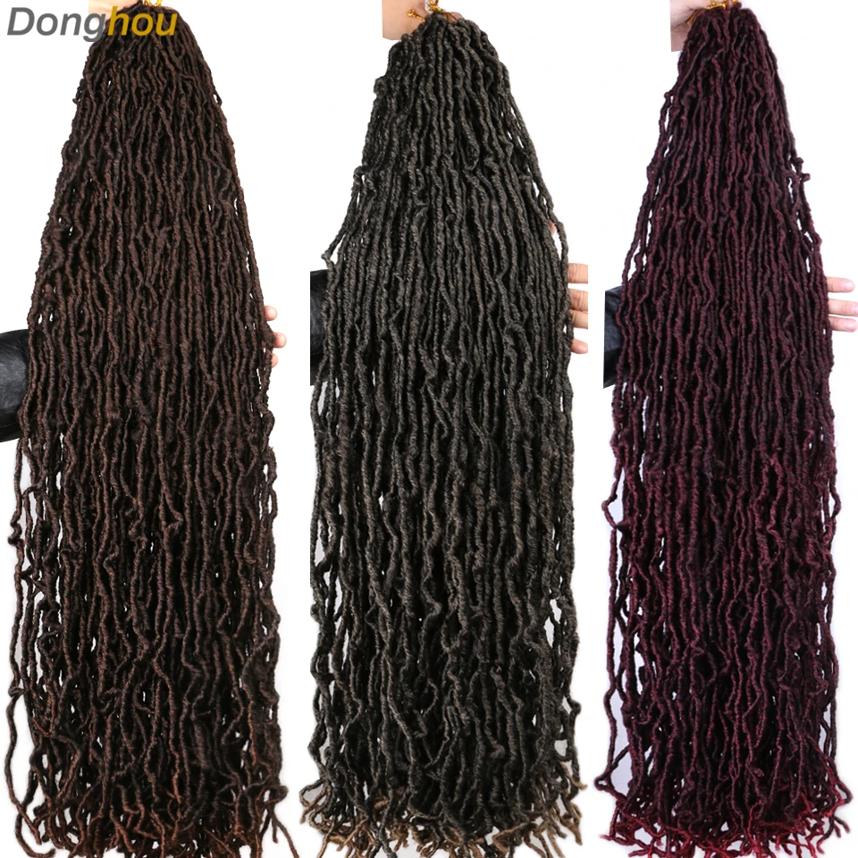 18 24 36Inch Long Messy Boho Goddess Faux Locs Crochet Hair Culry Braid Soft Locs Crochet Hair Synthetic Braiding Hair Extension