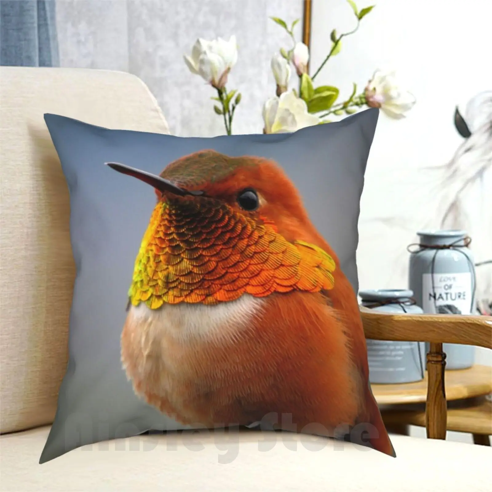 Humming-Bird Pillow Case Printed Home Soft Throw Pillow Humming Bird Animal Animals Bird Birds Cute Bird Cute Animal