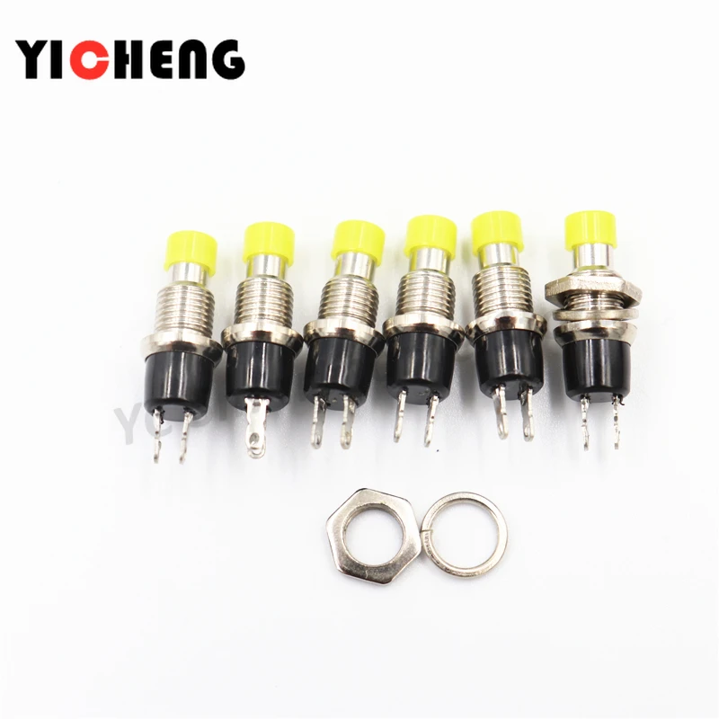 6pcs Small round button PBS-110/NO PBS-111/NC 2 foot self-resetting No lock switch Button switch 7MM miniature Color mixing