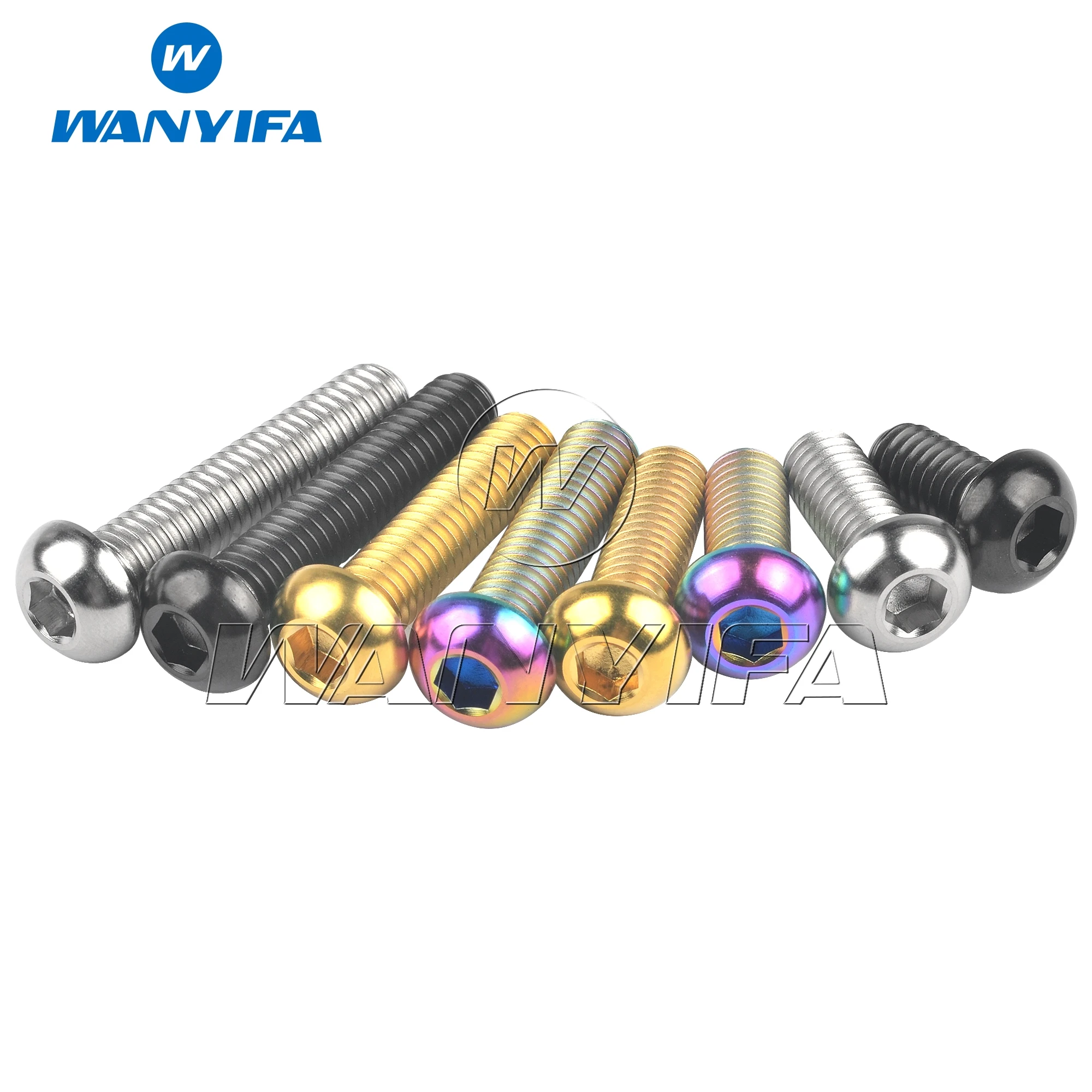 Wanyifa Titanium Bolt Ti M6/M8x12/15/16/20/25/30/35MM Half Round Hexagon Head Screws for Bike Motorcycle Car Cycling Refit