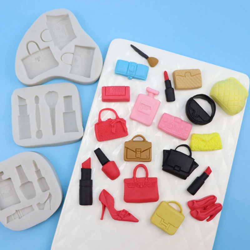 Makeup Brush Fashion Bag Mould Fondant Cakes Decor Tools Silicone Mold Sugarcraft Chocolate Baking Tool For Cakes Gumpaste Form