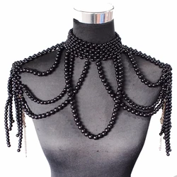 Fashion pearl shoulder chain jewelry big brand design wedding party big necklace sweater chain  shoulder chain wedding