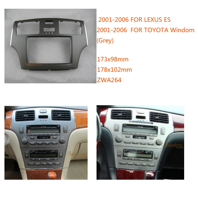 ZWNAV 11-264 Car Stereo Radio Fascia Panel For LEXUS ES 2001-2006,TOYOTA Windom 2001-2006 (Grey)