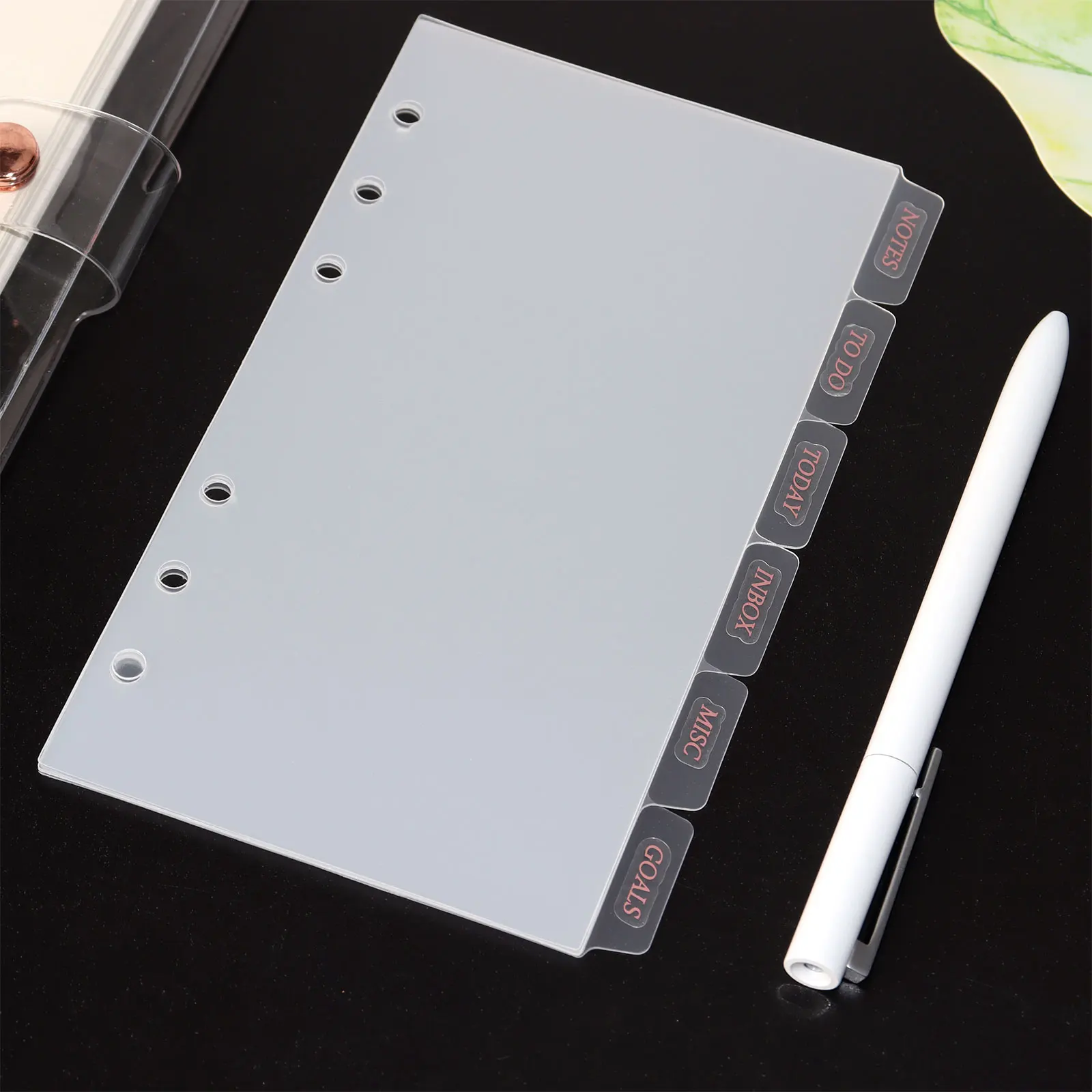 Journal Plastic A6 6 Ring Binder Dividers With Tabs Translucent Index A6 Dividers For Binder And Planners