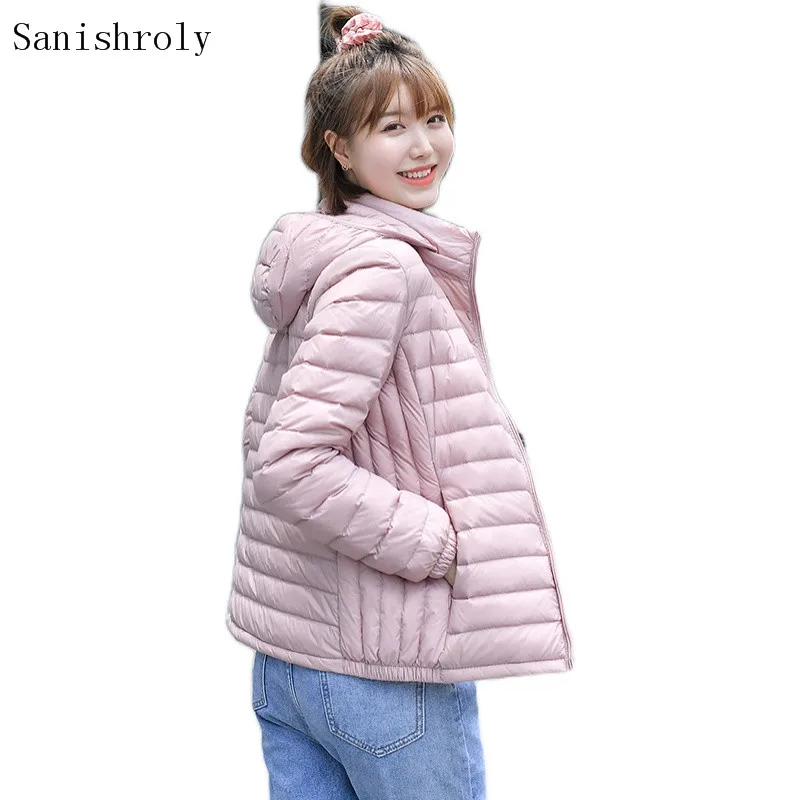 2021 coreano autunno inverno donna piumino d'anatra bianco ultraleggero parka femminile leggero cappello con cappuccio cappotto staccabile capispalla