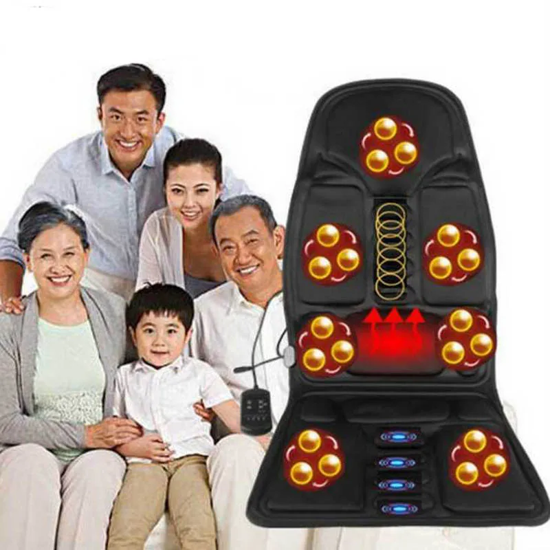 Car Home Office Full-Body Massage Cushion Heat 7 Motors Vibrate Mat Back Neck Waist Massager Chair Relaxation Masajeador Seat12V