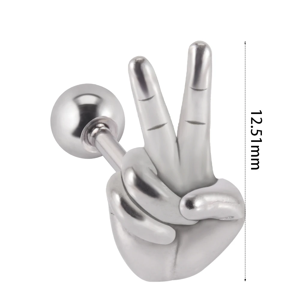 1-5PC Surgical Steel Ear Studs Cartilage Piercing Retro Leaf Gesture Posture Sword Earring Man Unisex Trendy Funk Body Jewelry image 3