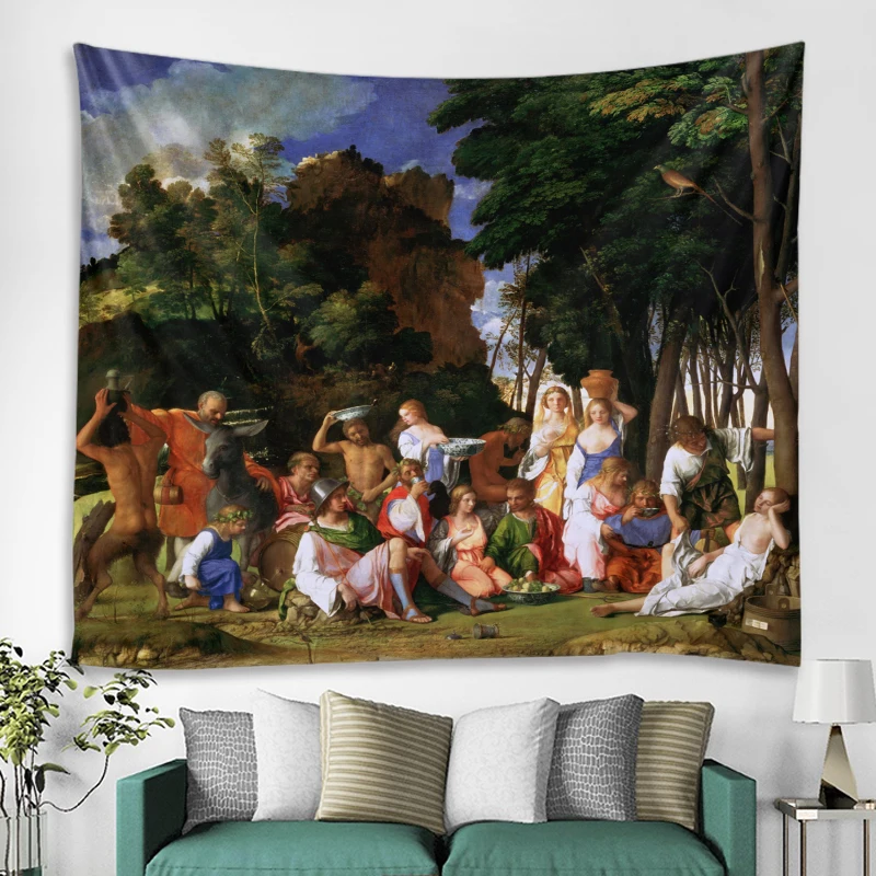 Virgin Mary World Famous Paintings Background Decoration Tapestry Curtain Wall Cloth Nordic Bohemian Style Hanging Home Bedroom