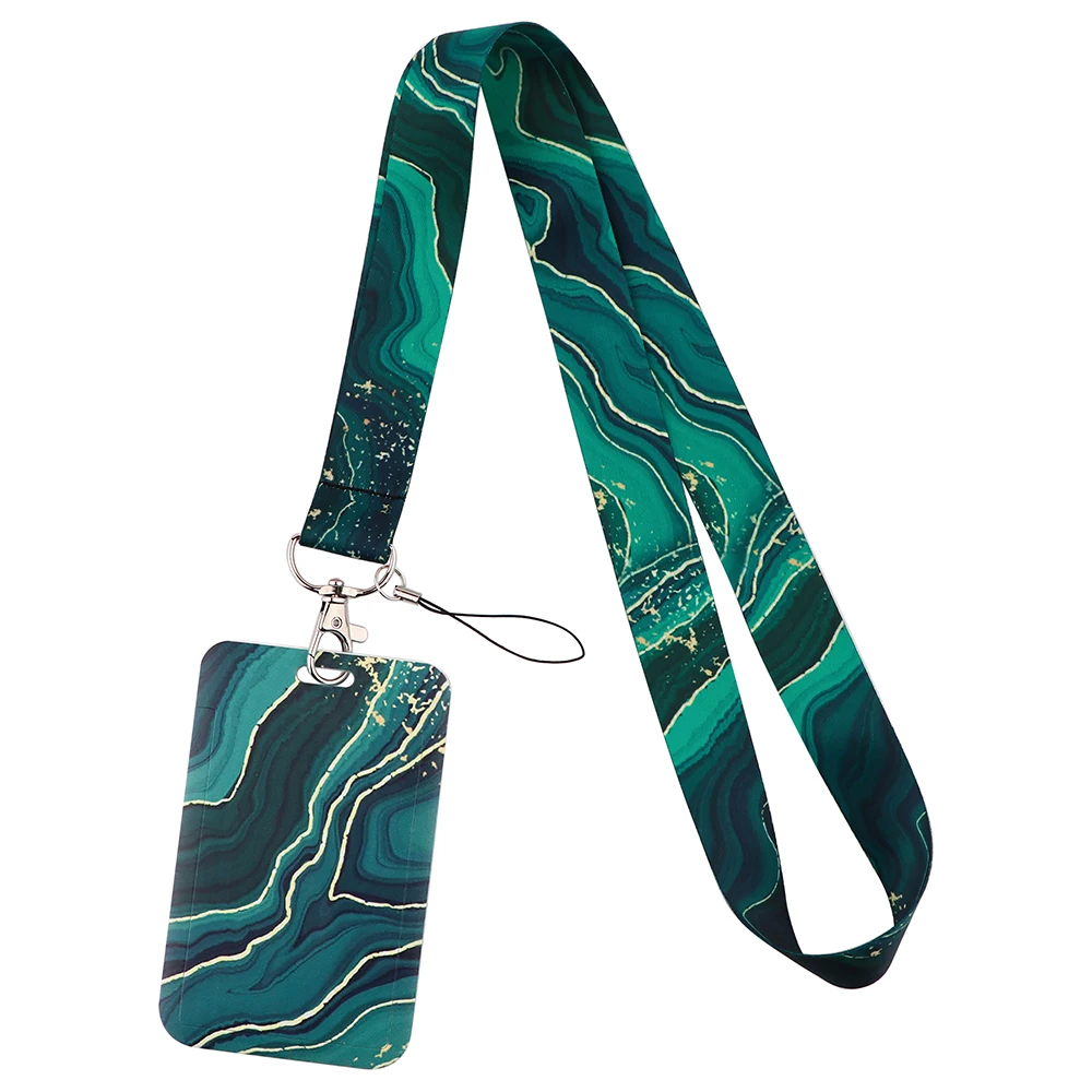 JF1310 Marble Printing Lanyard ID Badge Holder Key Neck Strap Lanyards ID Badge Card Holder Keychain Cellphone Strap Gift