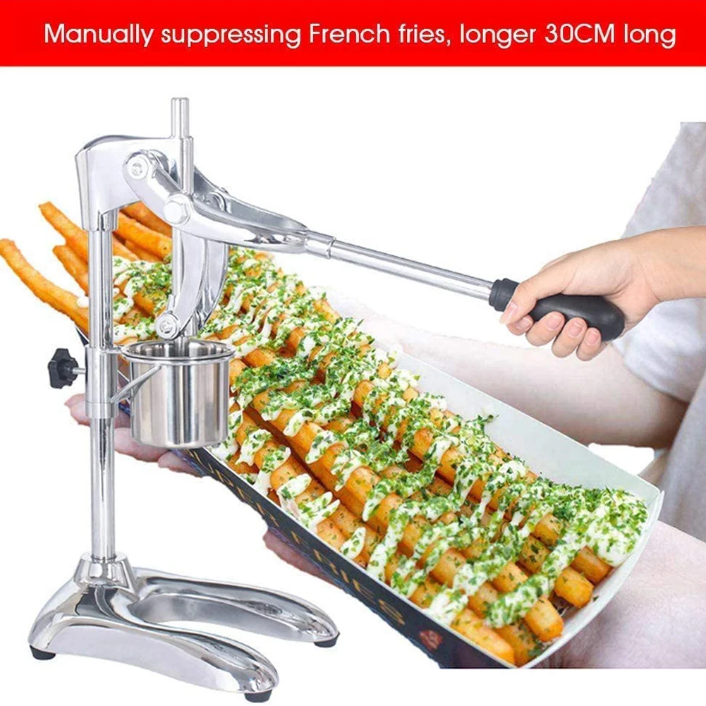 Manual Long French Fries Maker Machine Stainless Steel 30cm Potato Strips Machine Fried Chips Squeezer Extruder 12 Holes