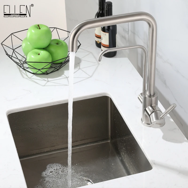 ELLEN Kitchen Faucets Brushed Nickel Torneira para cozinha de parede Crane Kitchen Water Filter Tap Three Ways Sink Mixer EL1510