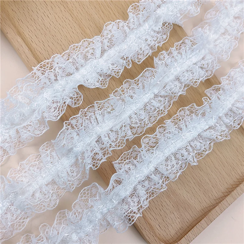 Fine Multi-purpose Stretch Center Pleated Double-layer Lace Hanging Shoulder Bra Underwear Decoration Ribbon Headdress Weaving