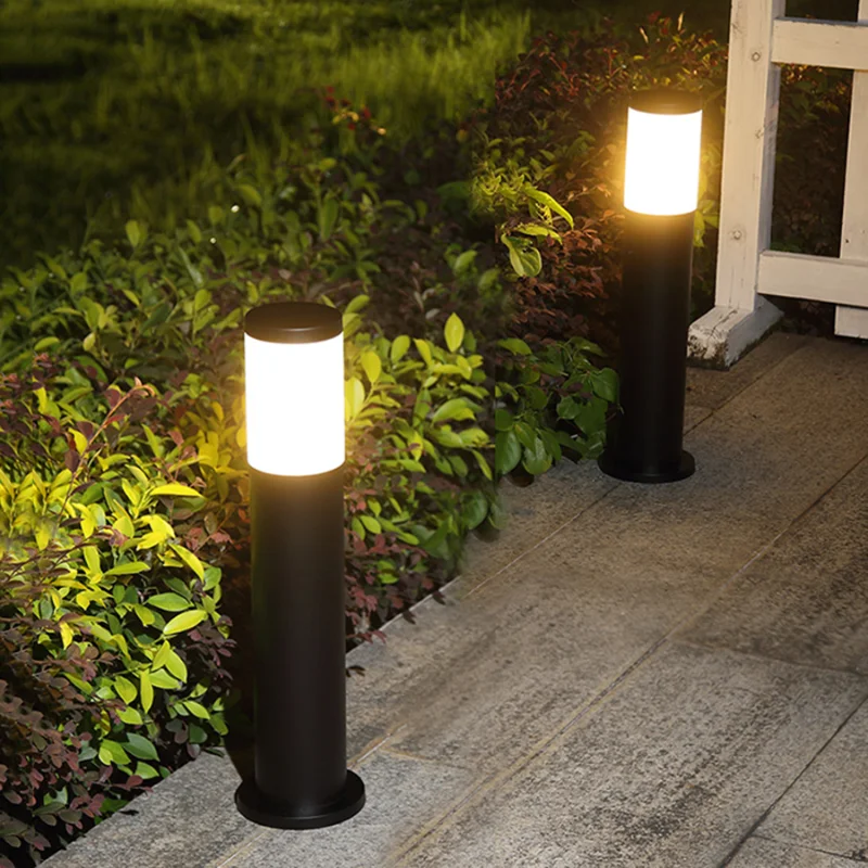 Imagem -04 - Led Outdoor Lawn Lamp Preto Prata Bollard Light Caminho Jardim Grassplot Paisagem Aço Inoxidável