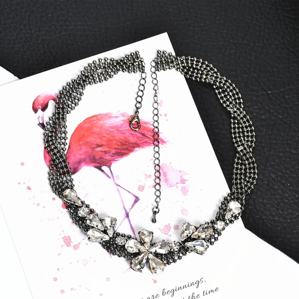 H060115 Clavicle Chain Pendant Necklace Woman Rhinestone Jewelry Close To The Neck New Fashion Wild Party Accessories