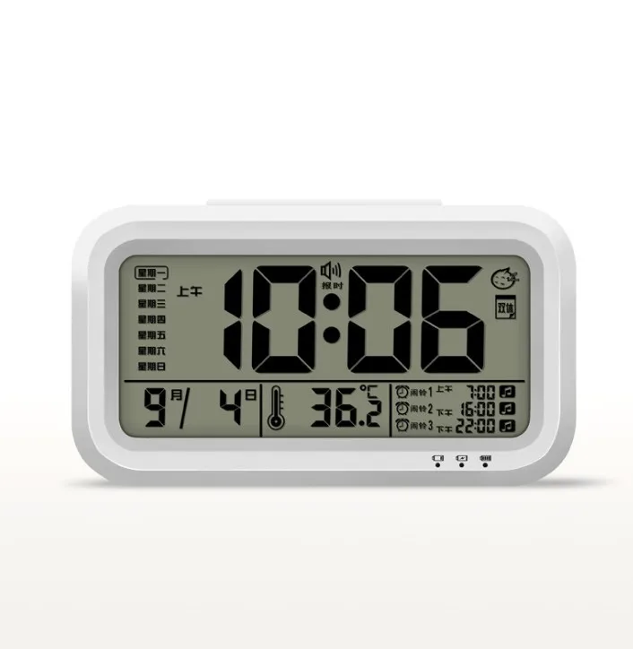 Rechargeable electronic alarm clock for bedroom, Dual alarm with Workdays/Weekends Setting, Snooze, Small Travel clock