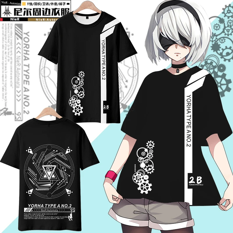 Hot Game NieR:Automata 3D Printed T-shirt Women Men Summer Short Sleeve Funny Tshirt Graphic Tees Streetwear 2b Cosplay Costume