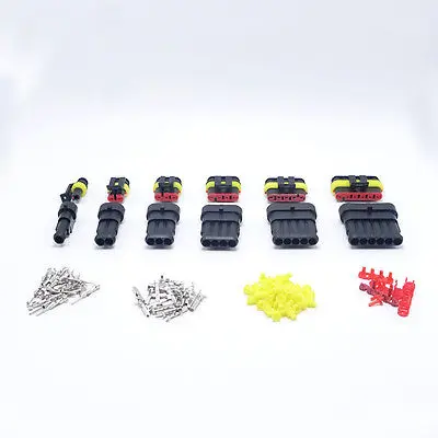 

30set Kits 1/2/3/4/5/6 Pin Way HID Waterproof Electrical Wire Connector Plug AMP