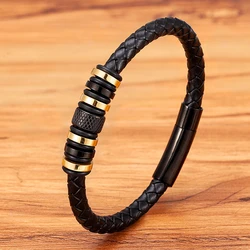 XQNI Simple New Style Combination Small Accessories Stainless Steel Men's Leather Bracelet Male Jewelry Surprise Gift