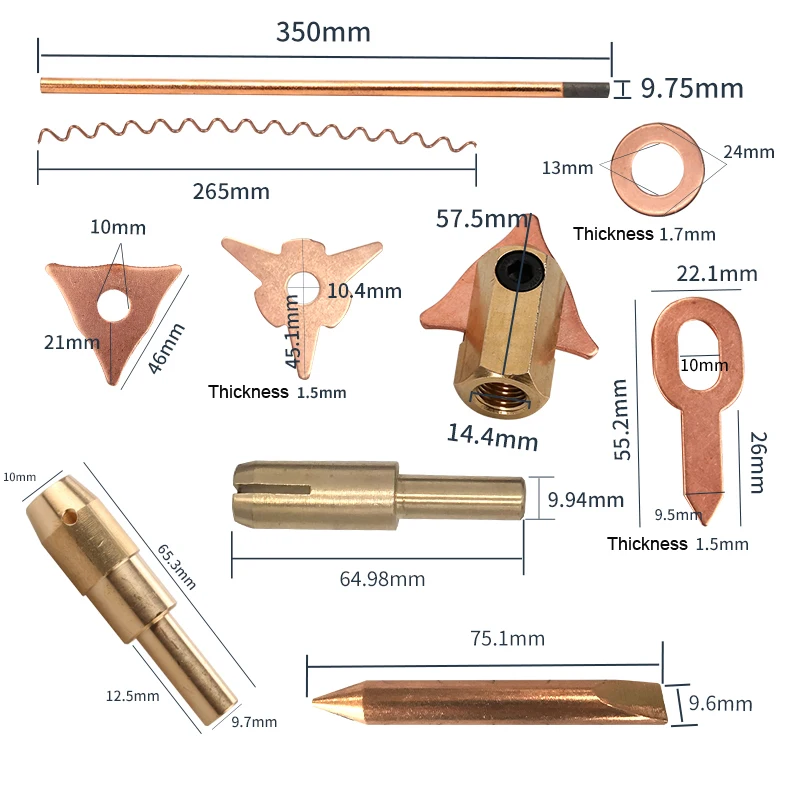 Sheet Metal Repair Machine Parts Shaper Gasket Rriangular Piece OT Round Gasket Wavy Wire Carbon Rod Spot Welding Head Chuck