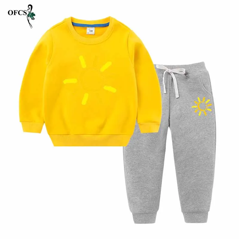 

Selling Trend Boy Girl Clothes Winter Plus Velvet Warm Children's Sweatshirt + Pants 2Pcs/Set 2-12Years Kids Outerwear Costume