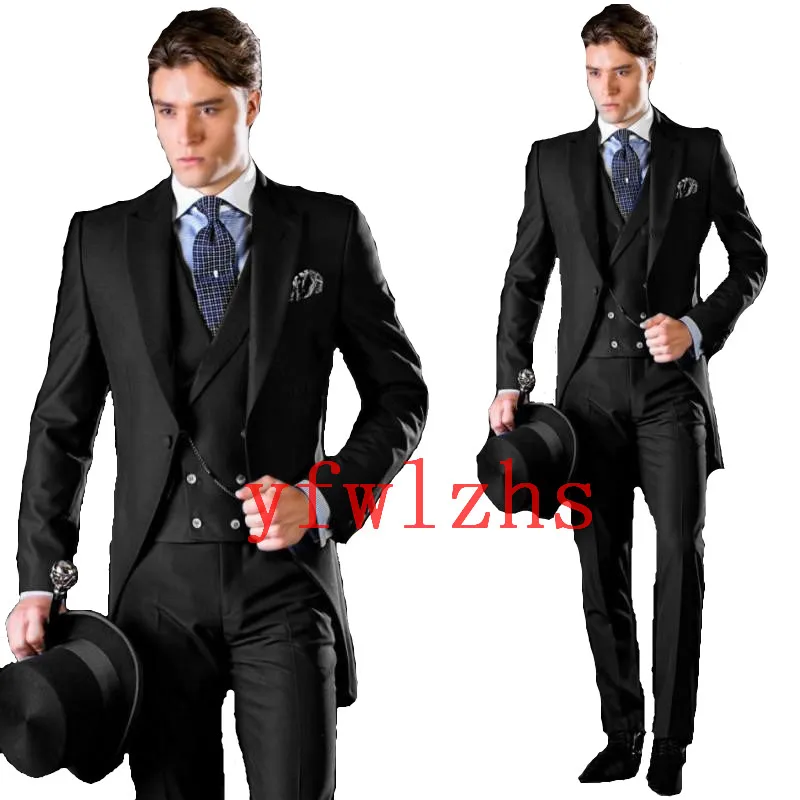 

Handsome One Button Groomsmen Peak Lapel Groom Tuxedos Men Suits Wedding/Prom Best Blazer ( Jacket+Pants+Vest+Tie) B202