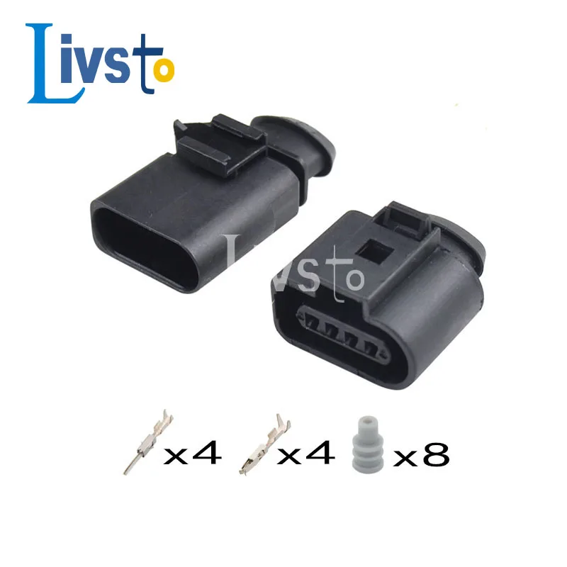 1/5/10/20/50 Sets 4 Pin Auto Sensor Plug Waterproof Electrical Wire 1.5 MM Connector For VW Car Truck 1J0973704 1J0973804