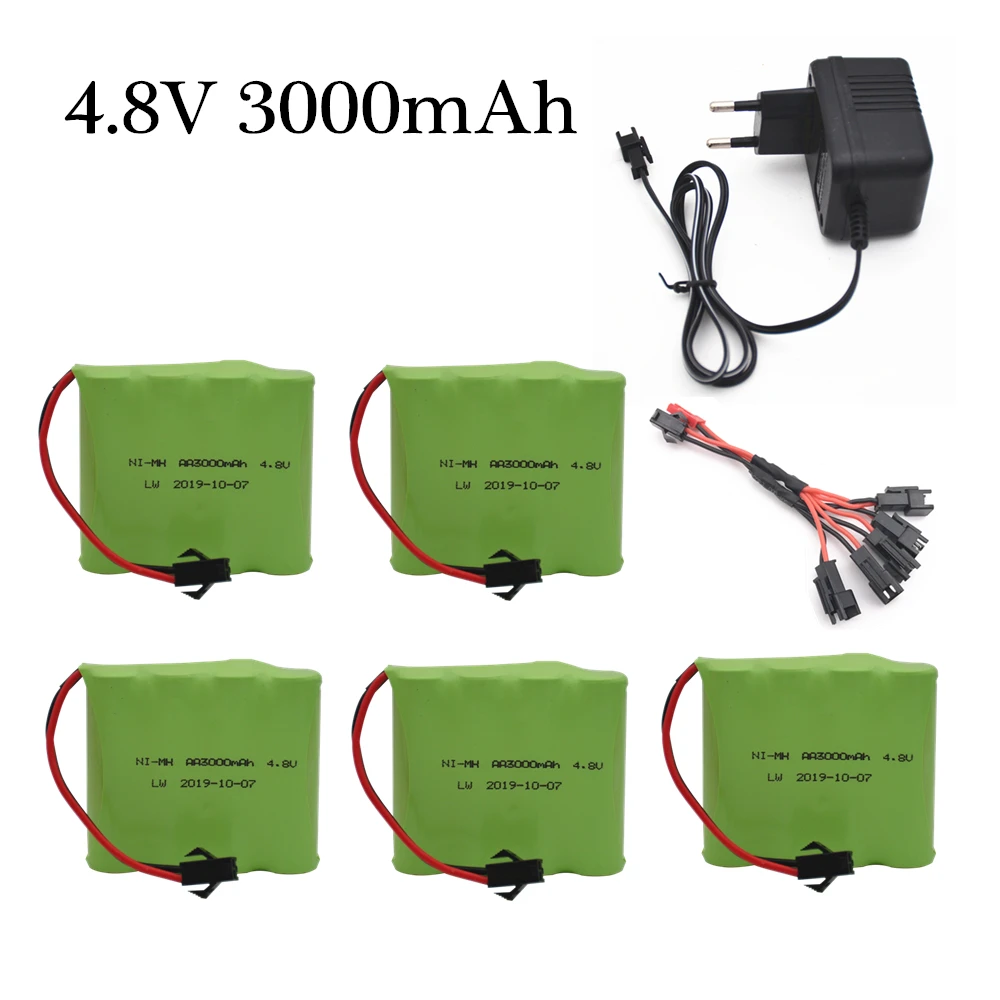 4.8v 3000mah NiMH Battery Charger Set For Rc toys Cars Tanks Robots Boats Guns Ni-MH AA 4.8v Rechargeable Battery Pack