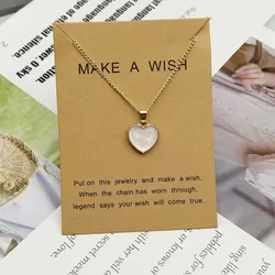 Romantic Sweet Simple Heart Shape Pendant Link Chain Necklaces for Women Girls Wedding Engagement Accessories Jewelry Wholesale