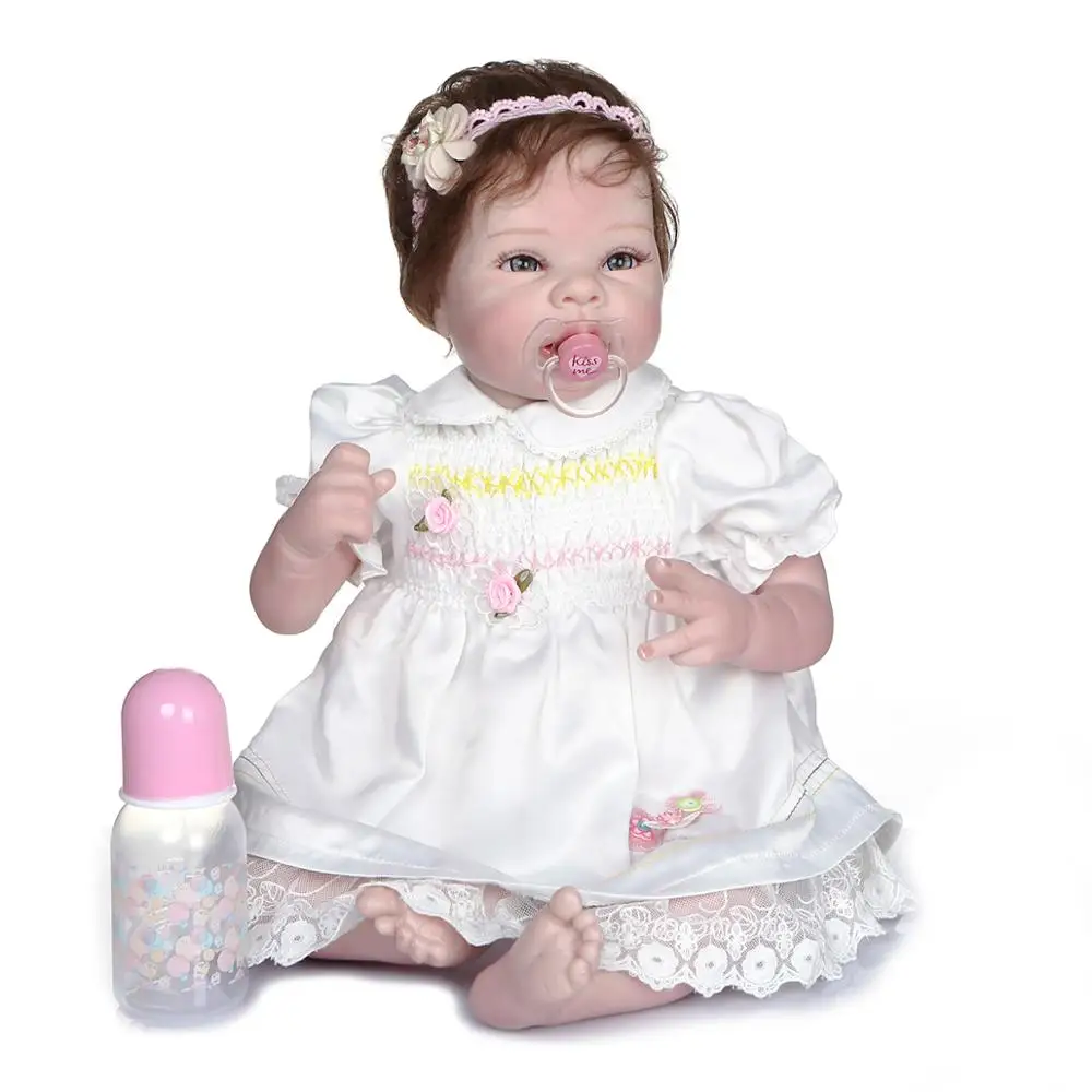 bebes doll 55CM collectibles art doll soft body100% handmade detailed painting reborn baby cloth body lifelike baby