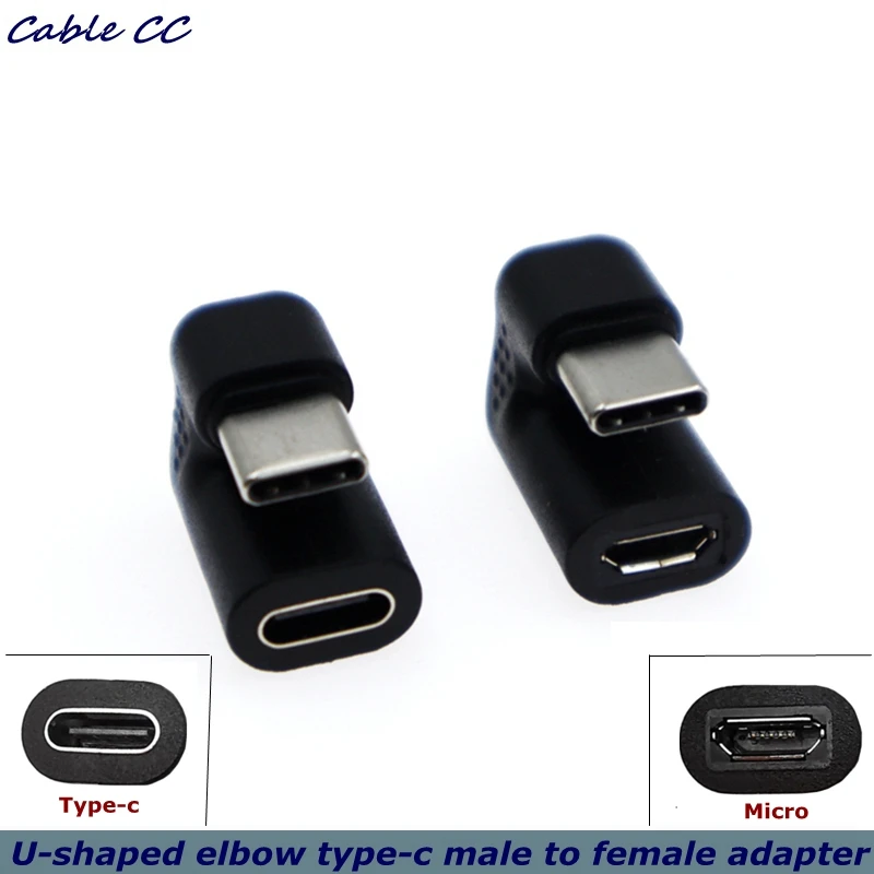 U-shaped angled USB 3.1 Type C Male-To-Female To Micro USB Female  OTG USB-C Converter Adapter For Huawei Samsung Xiaomi
