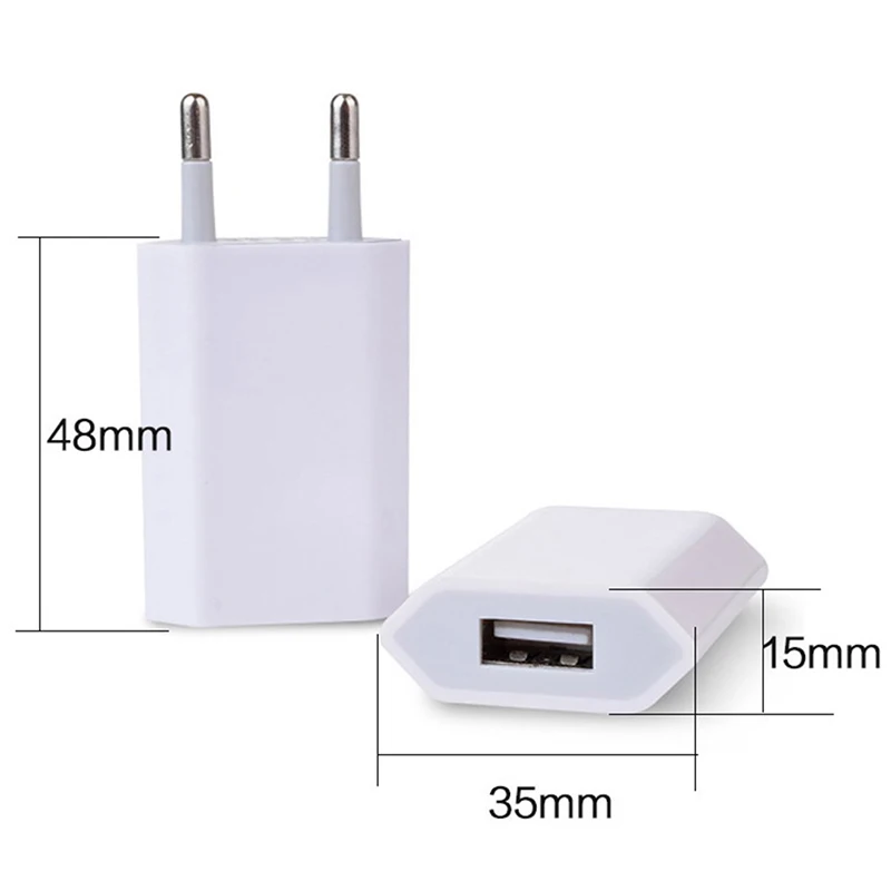 EU Standard Wall Charger 5V/1A Fast Charging For IPhone 5/5S 6/6S Plus Mobile Phone USB Charge Adapter With Dual Round Plugs