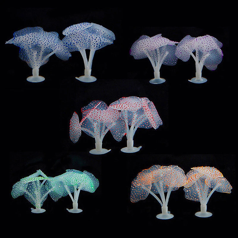 Fluorescent UnderWater Landscape Decor Simulation Coral Artificial Sucker Coral Plant Ornament Fish Tank Aquarium Accessories