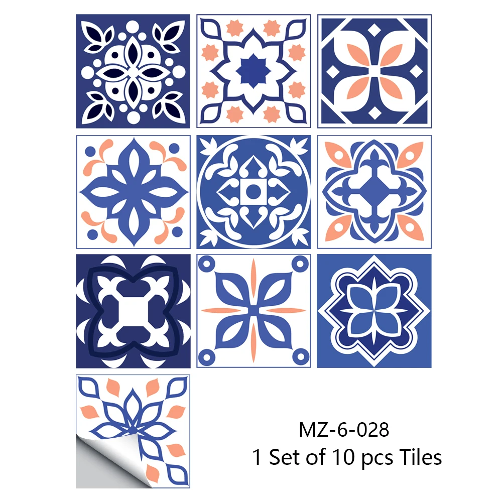10/15/20cm Mandala Style Matte Surface Tile Sticker Peel & Stick Decoration Film For Tiles /Ground in Kitchen Wardrobe Wallpaper