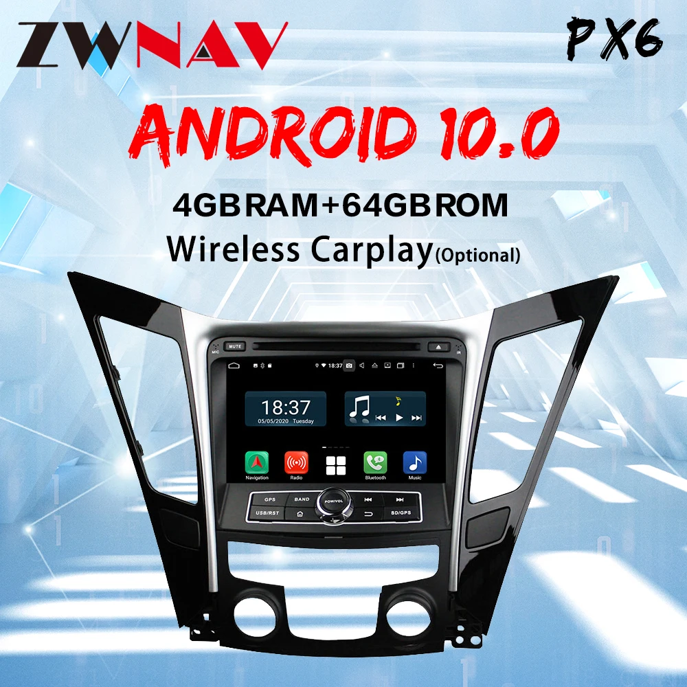 4G+64G Android 10 For Hyundai Sonata 2011-2015 PX6 CARPLAY Car Radio Multimedia Video Player Navigation GPS 2 din dvd CD Slot