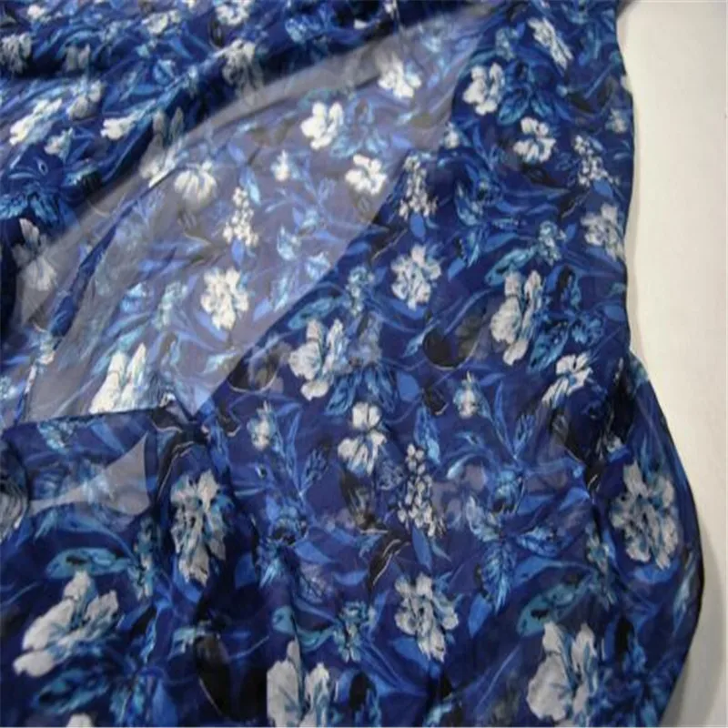 

Soft 100% Pure Silk Chiffon Printed Fabric for Women Spring Dress with Flower Pattern Attractive Designs