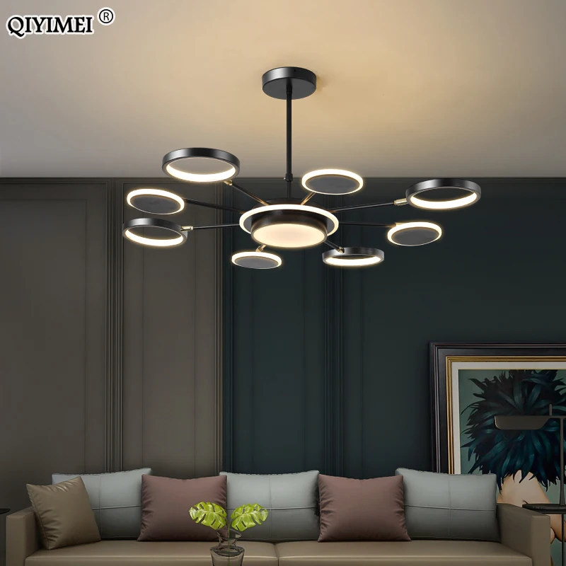 Plafonnier LED avec télécommande, design moderne, disponible en noir et en or, intensité réglable, luminaire décoratif d'intérieur, idéal pour un salon, une salle à manger ou une chambre à coucher, nouveau modèle