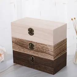 Vintage Jewelry Box Desktop Natural Wood Solid Color Trinket Case Jewelry Packaging Display Case Handmade Wooden Gift Box