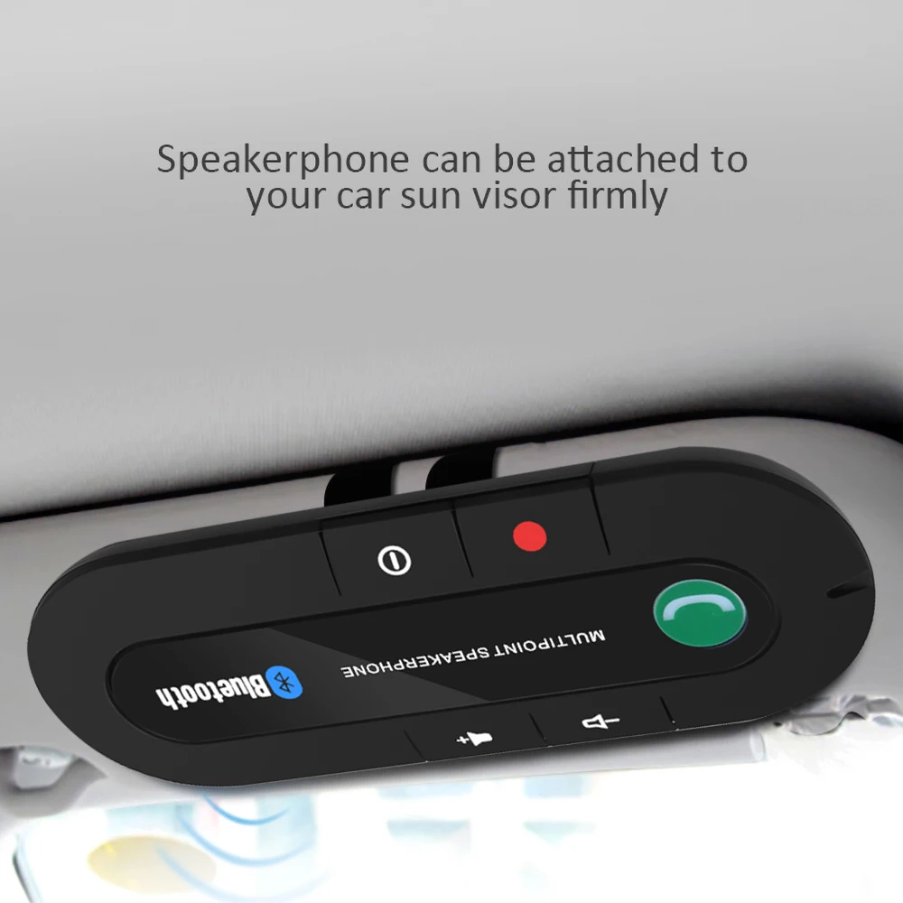 Mini Sun Visor Clip Bluetooth speakerphone Audio MP3 Music Receiver Car Kit Wireless Handsfree Speaker phone Adapter for phone